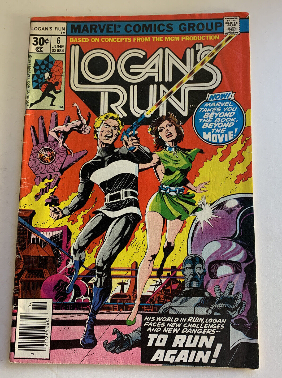 Logan\'s Run #6 June 1977 Marvel Comics 1st THANOS solo story Mike Zeck KEY ISSUE