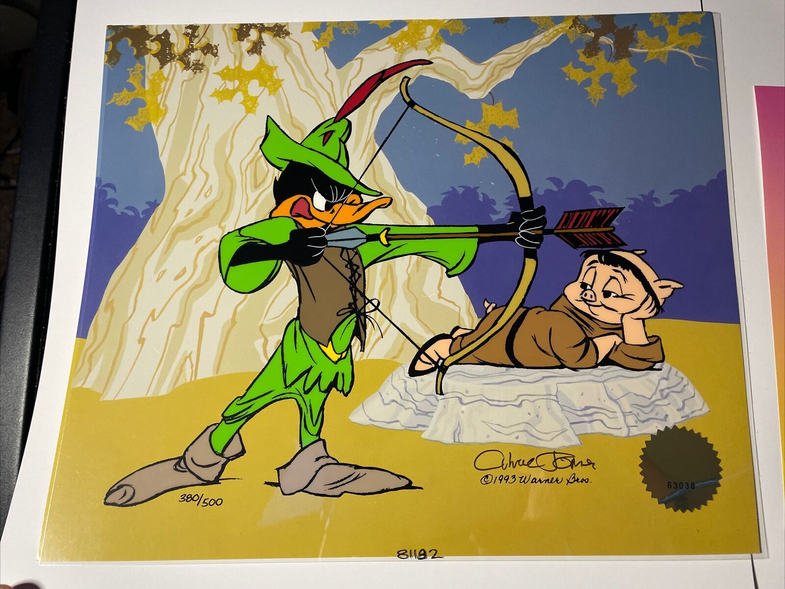 Chuck Jones Animation Cel Autograph Daffy Duck “Bow & Error” Daffy Porky Pig I15