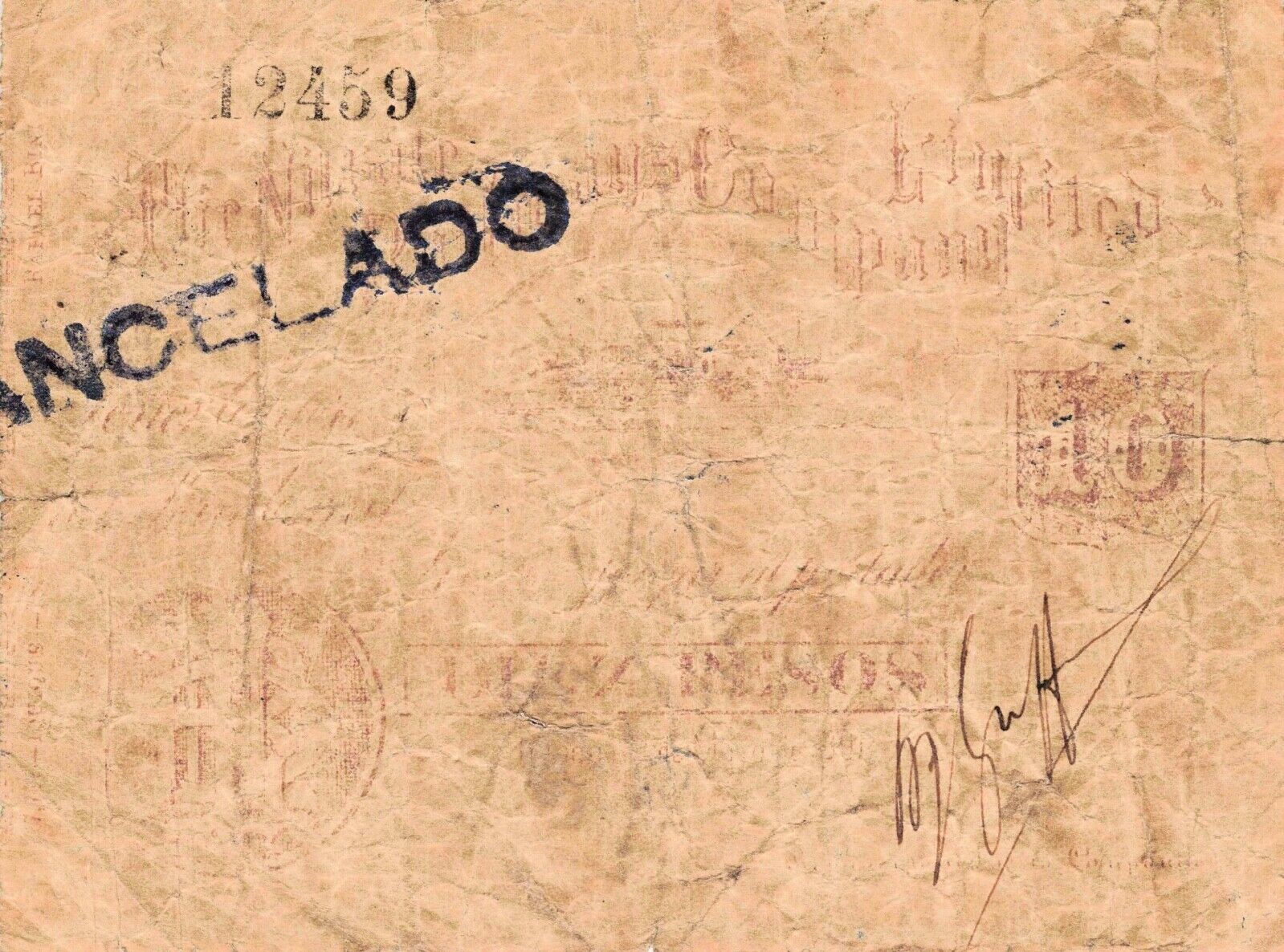1887-1906 Philippines ~ The Manila Railways Company Limited 10 Pesos ~ #12459