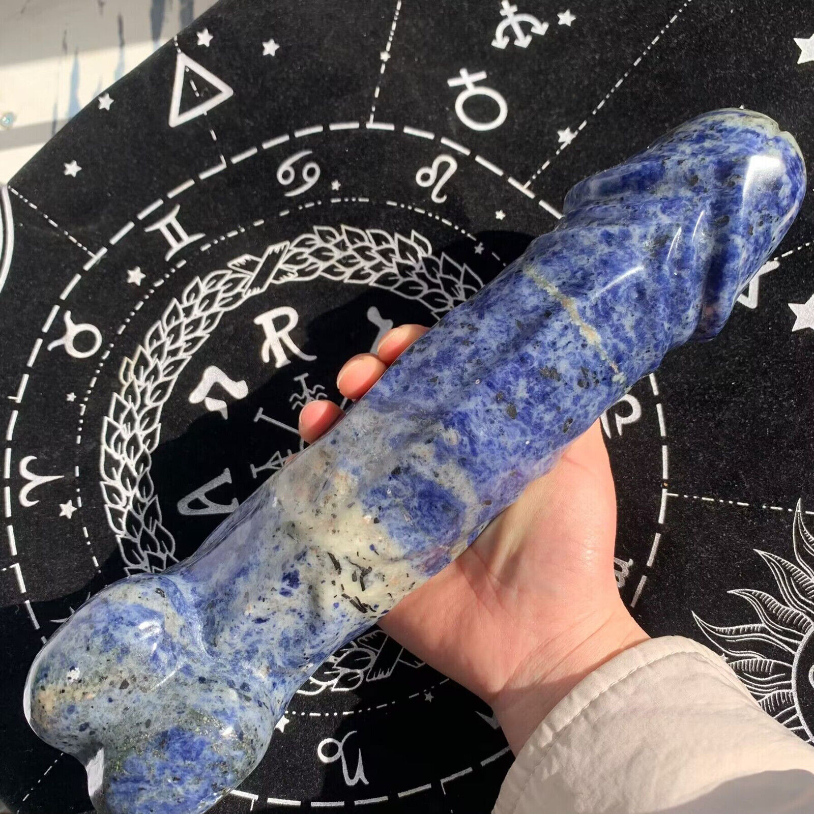 285mm 2.1kg Sodalite Stone Penis Dick Yoni Massage Large Size Crystal Specime