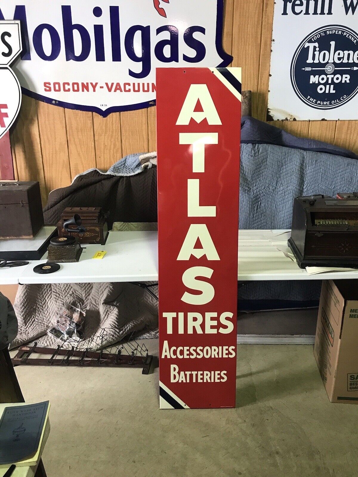 Atlas Tires Batteries Vintage Original Gas Oil Sign