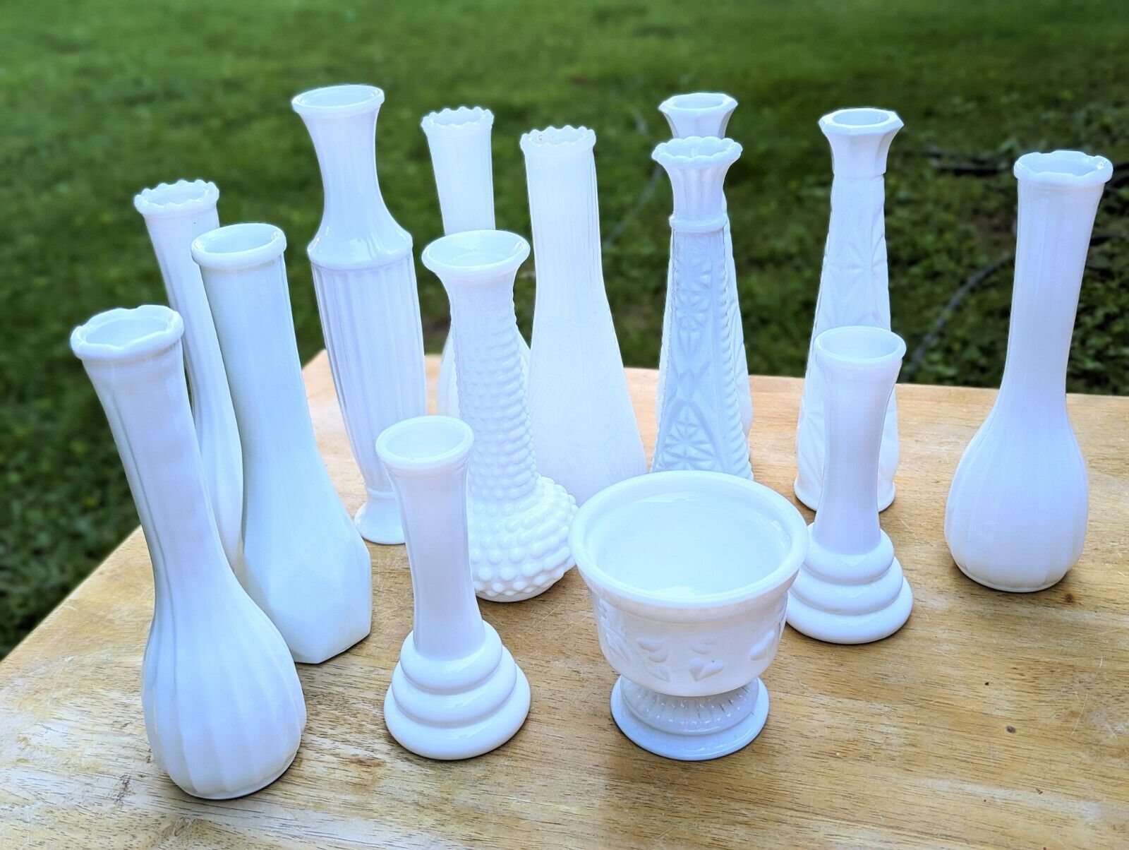 Vintage Milk Glass Vase - Lot of 16 - Assorted White Wedding Bridal Cottage Core