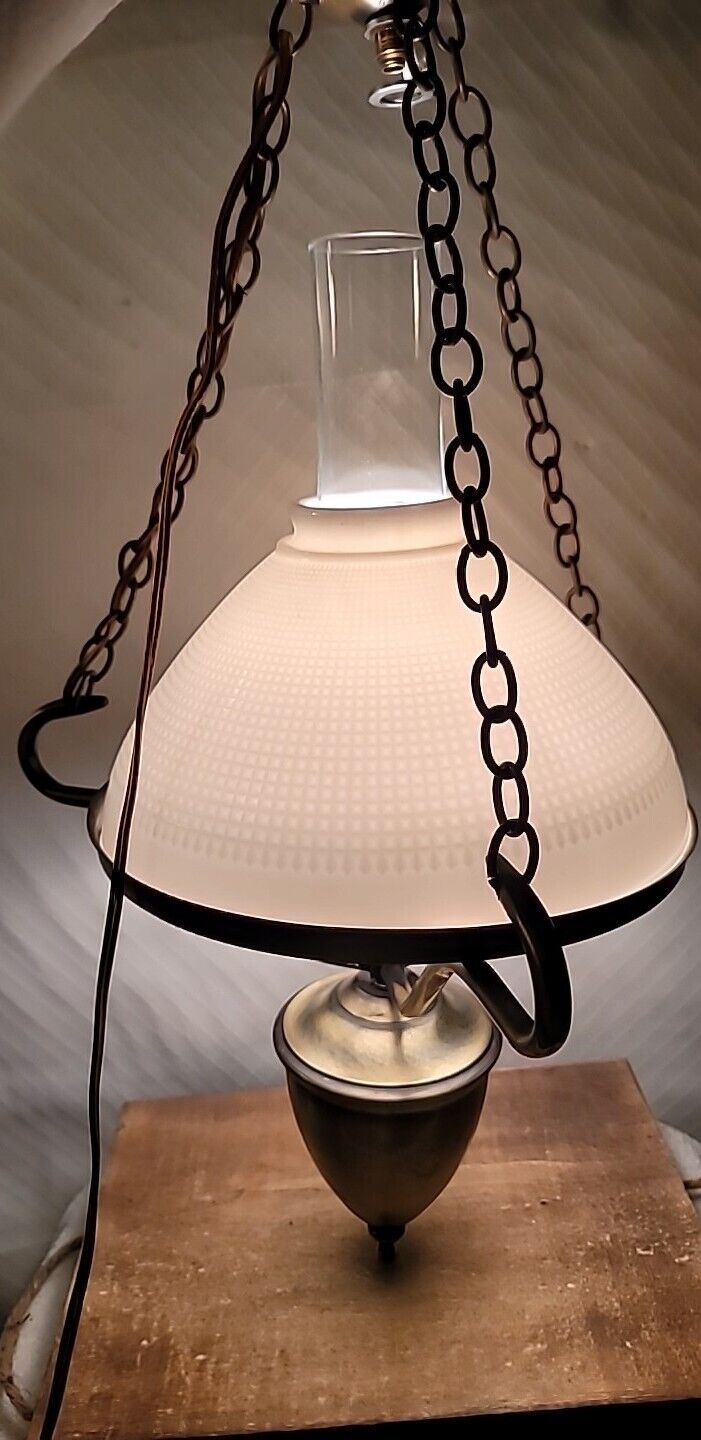 Hurricane  Milk Glass Lamp Shade Hanging Ceiling Light Fixture Chandelier