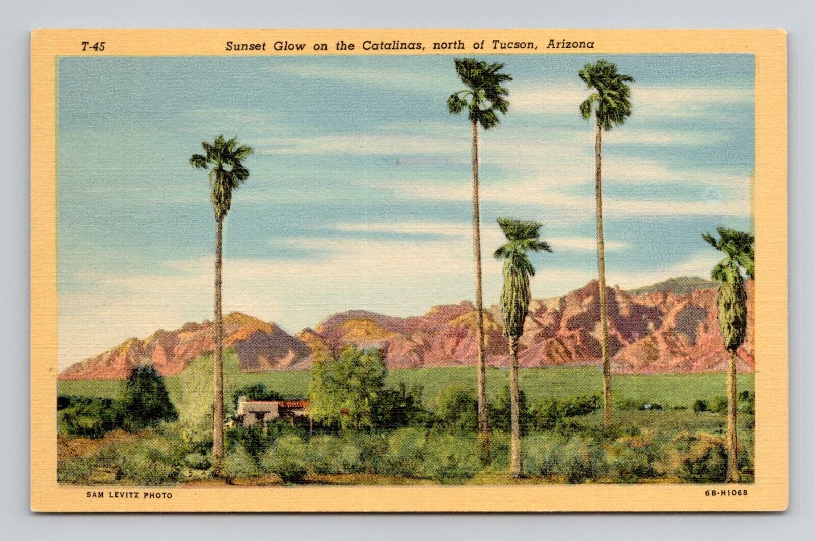 Postcard Sunset on the Catalinas Tucson Arizona AZ, Vintage Linen J17