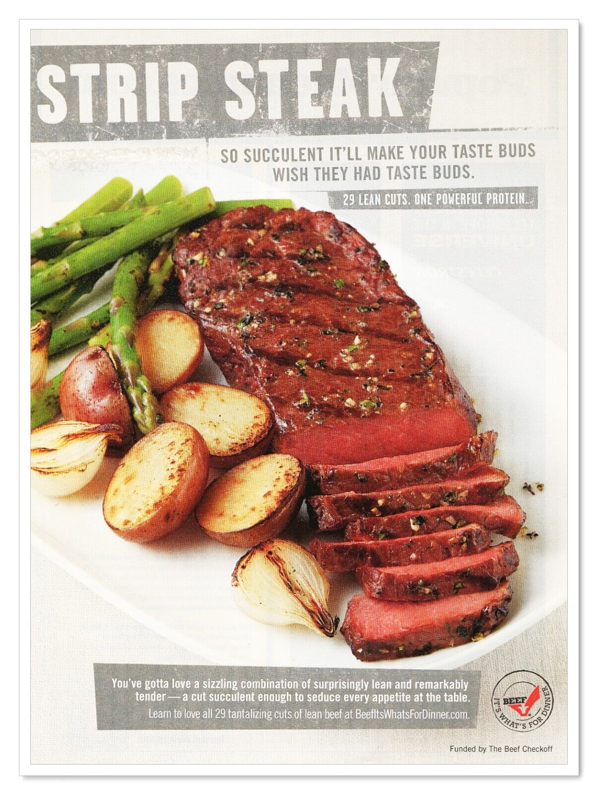 Beef It\'s What\'s for Dinner Strip Steak 2011 Full-Page Print Magazine Food Ad