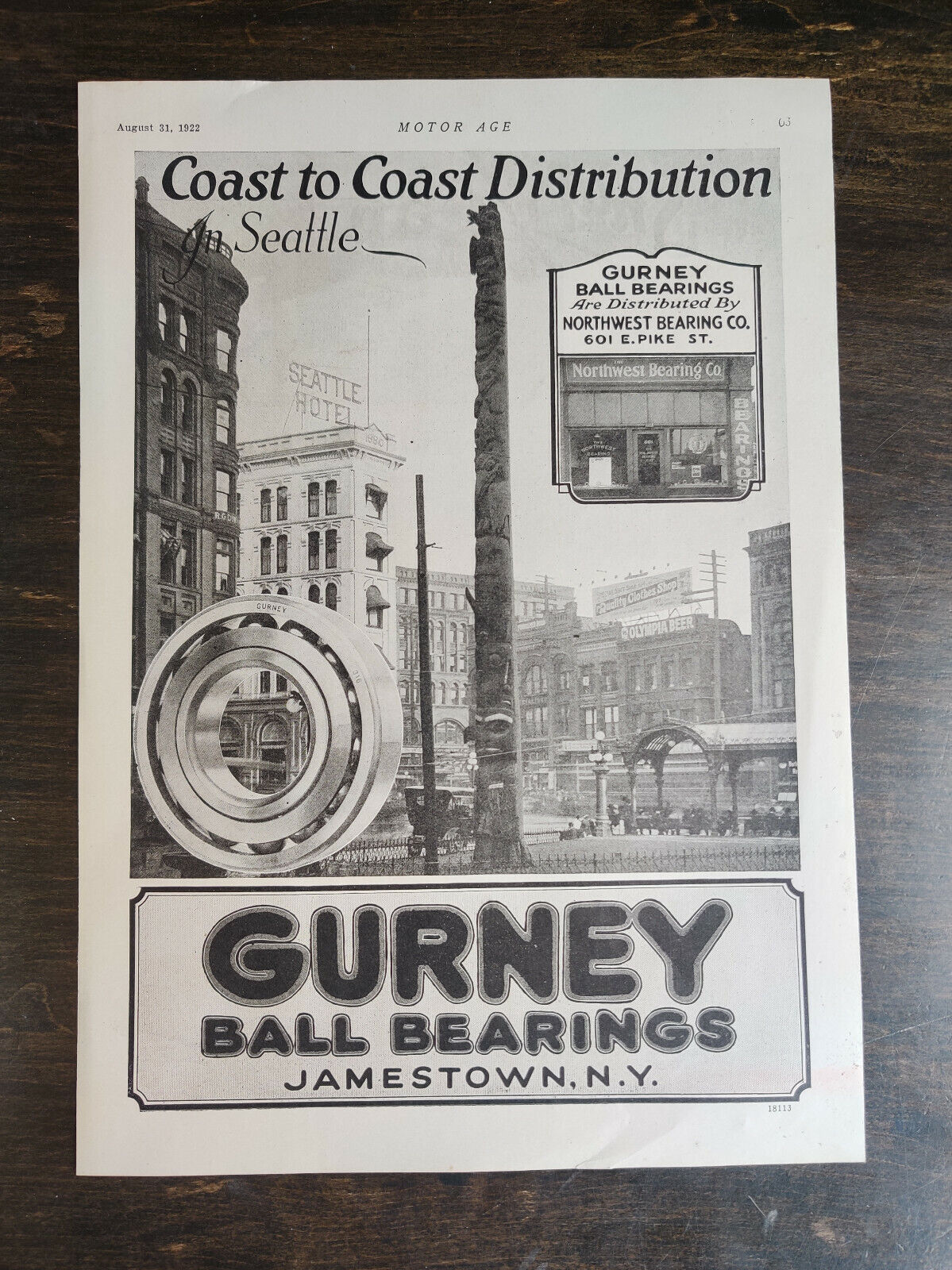 Vintage 1922 Gurney Ball Bearings Full Page Original Ad 1221