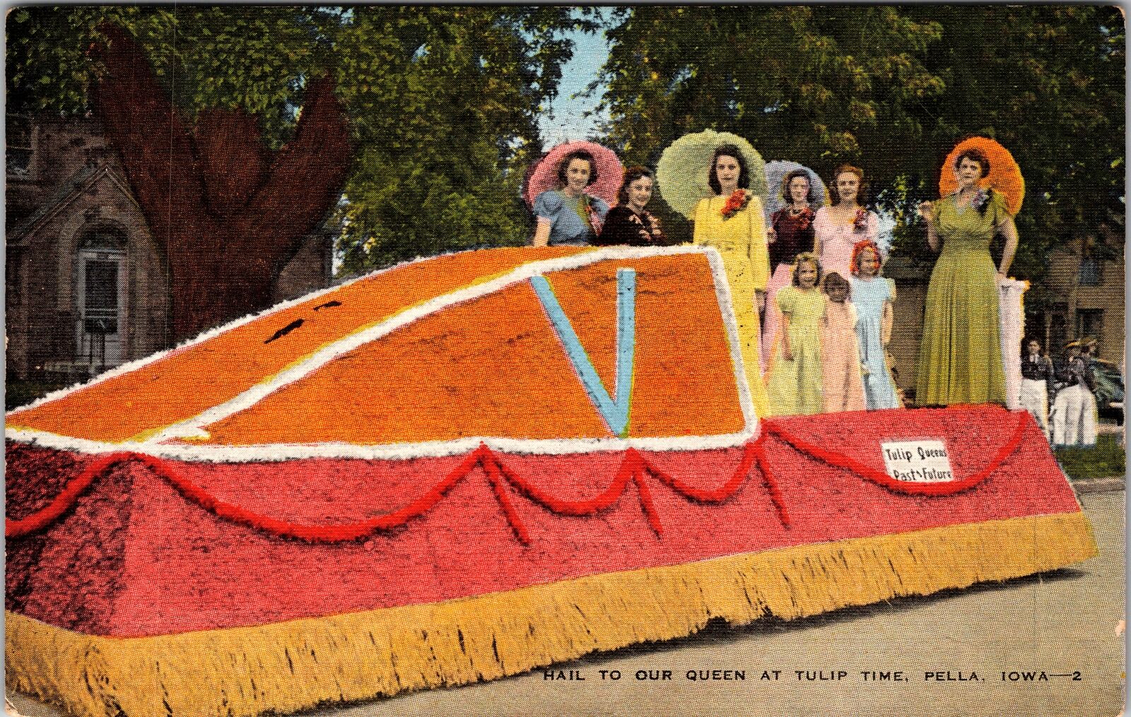 Pella IA-Iowa, Tulip Time Parade, Queen Float, Vintage Postcard