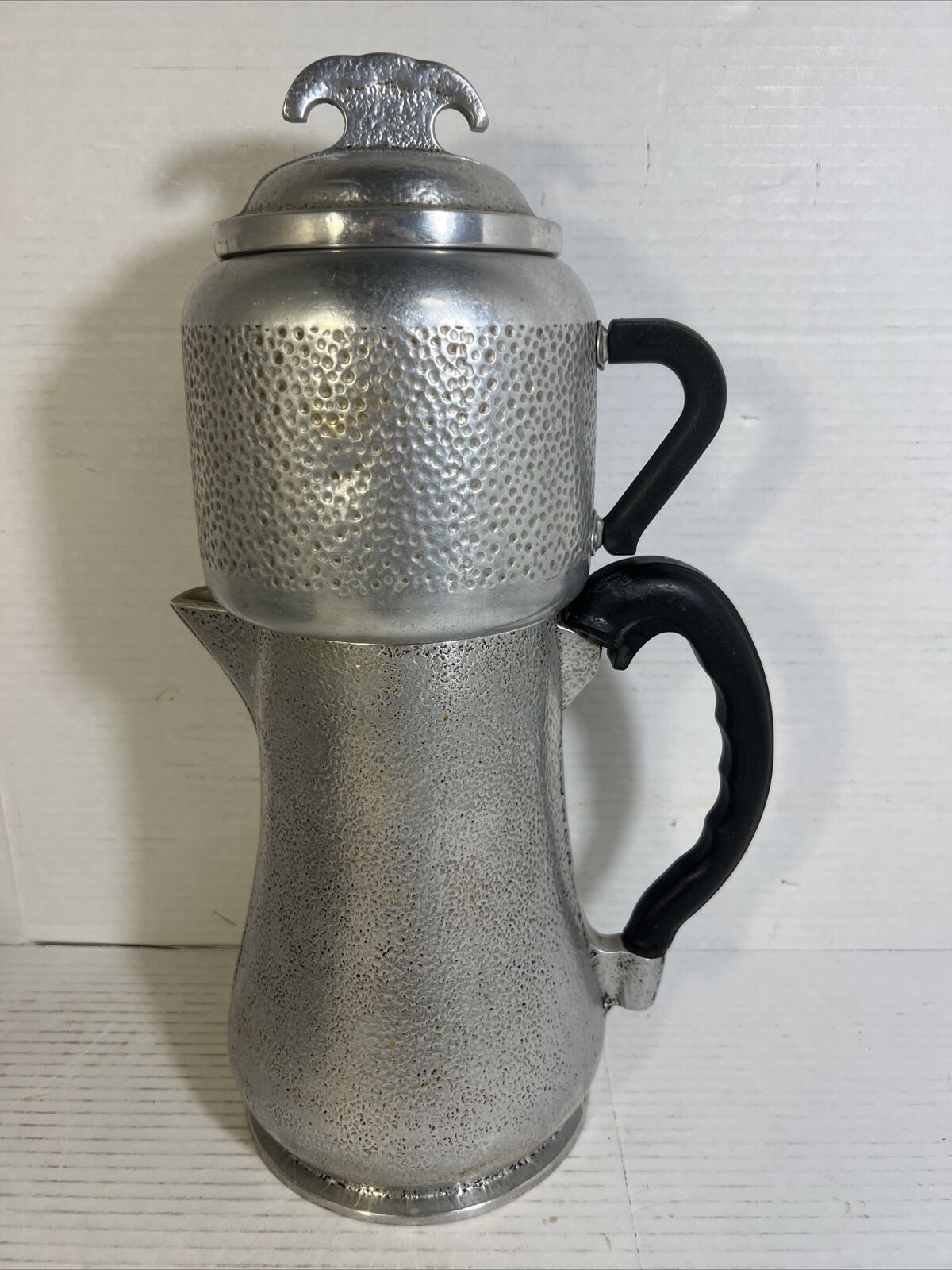 Vtg. Guardian Service Hammered Aluminum Coffee Pot Percolator 8 Cup Complete