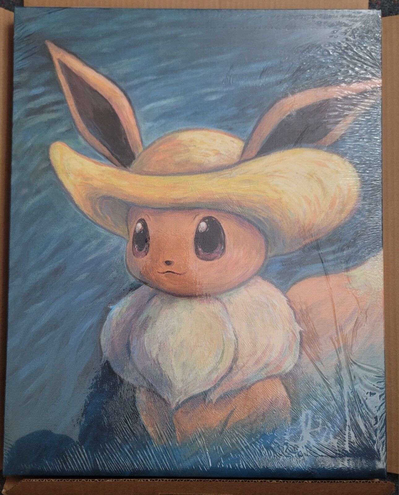 NEW Pokémon Center X Van Gogh: Eevee Self-Portrait W/ Straw Hat Canvas Wall Art