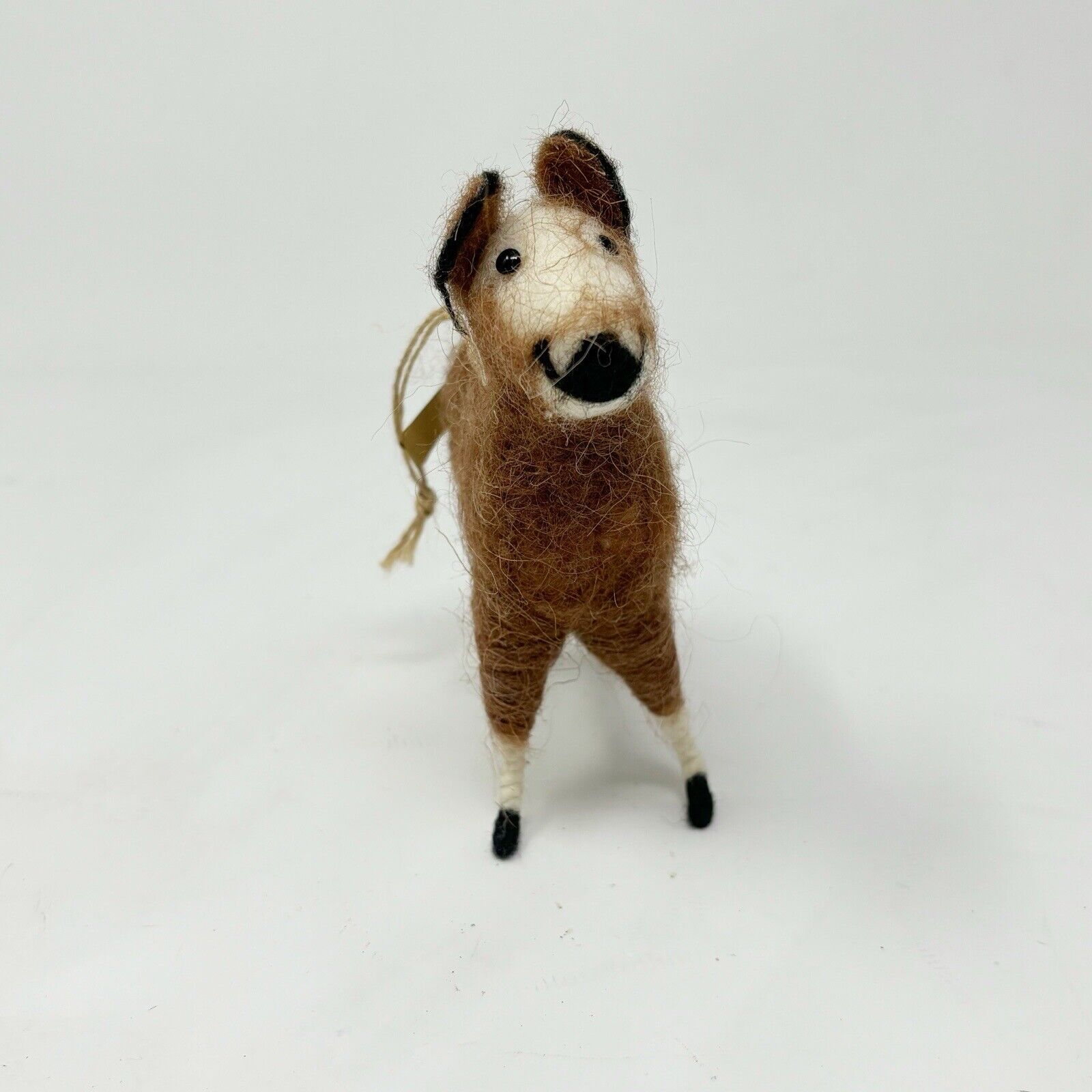 ROOST ANTHROPOLOGIE Brown Handmade Felted Wool Alpaca Ornament 4” X 4”