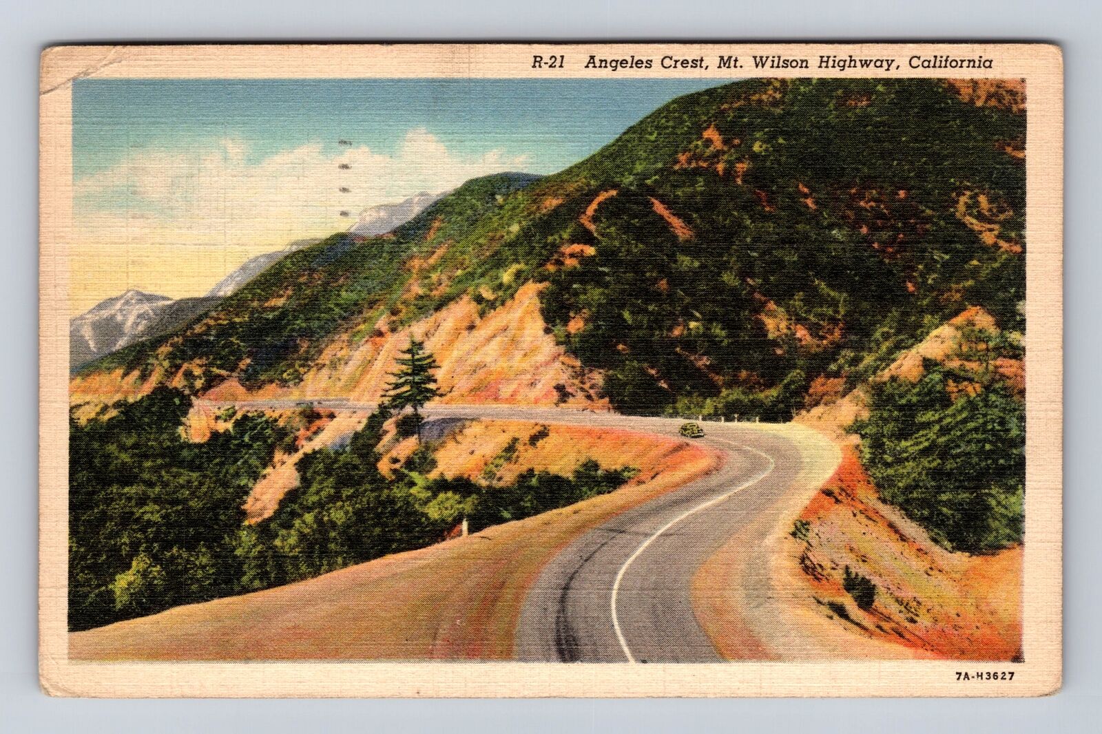 Angeles Crest CA-California, Mt Wilson Highway, Antique Vintage c1939 Postcard