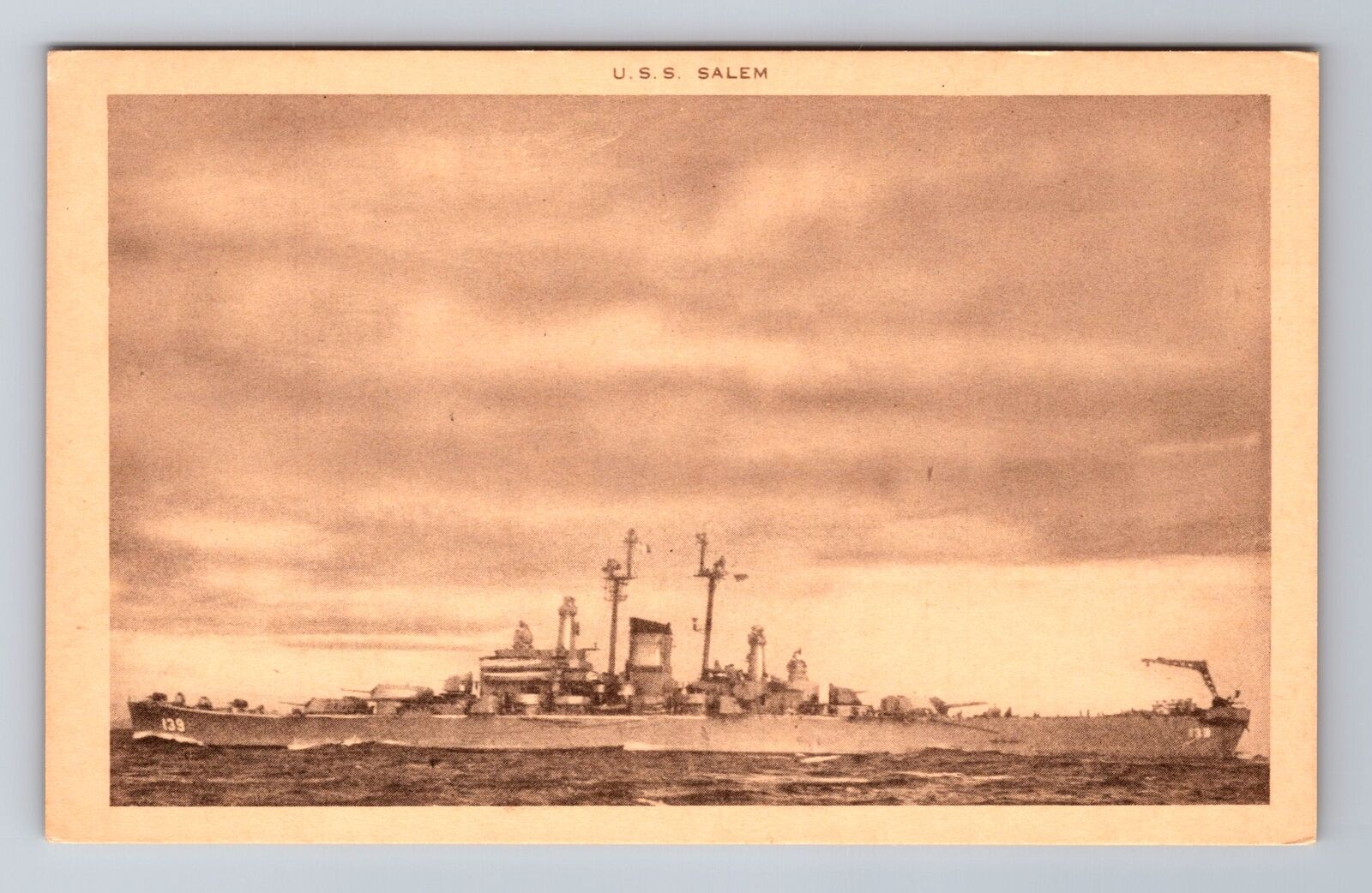 USS Salem, Ship, Transportation, Antique, Vintage Souvenir Postcard