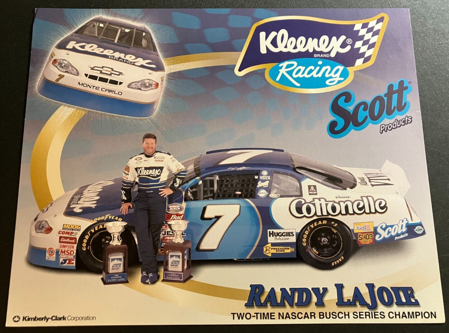 2001 Randy Lajoie #7 Kleenex / Scott Chevy Monte Carlo - NASCAR Racing Hero Card