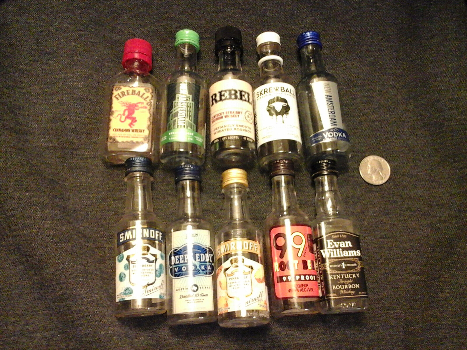 LOT OF 10 Random Picked ASSORTED EMPTY 50ml LIQUOR BOTTLES. Some are glass