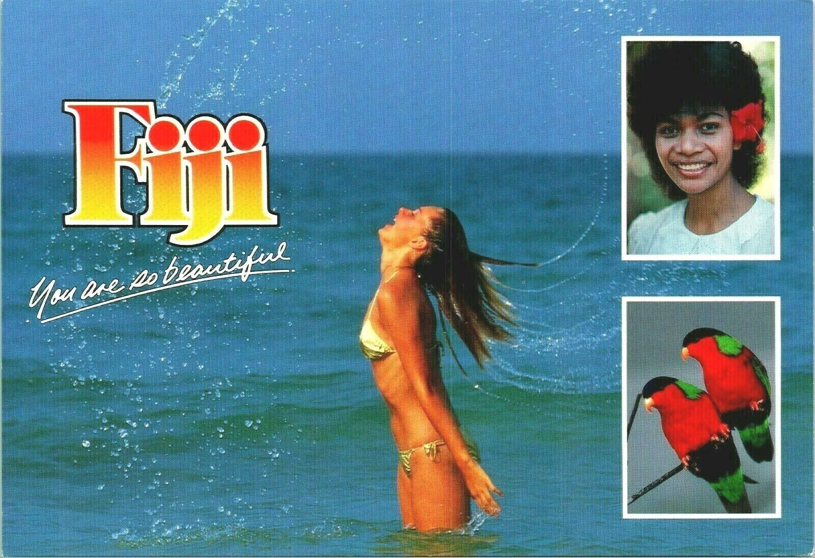 Postcard Fiji You Are so beautiful girl ocean bird\'s bikini