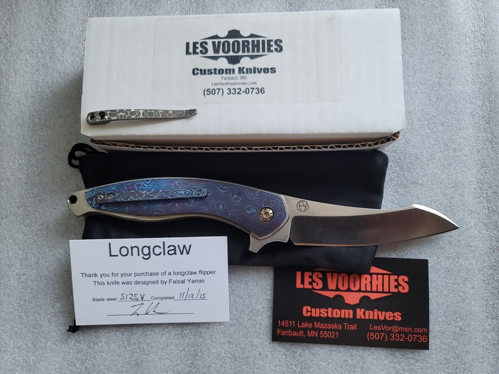 Les Voorhies & Faisal Yamin Longclaw, CPM-S125V, Fully Contoured Mokuti Overlays
