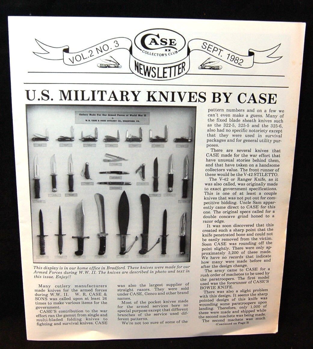 Case Collectors Club Newsletter Vol. 2 No 3 -Sept. 1982-Nr Mint