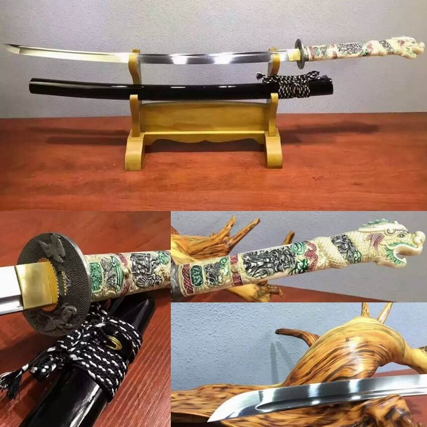 Unique Japanese Samurai Sword High Manganese Steel Sharp Blade Dragon-Head KATAN