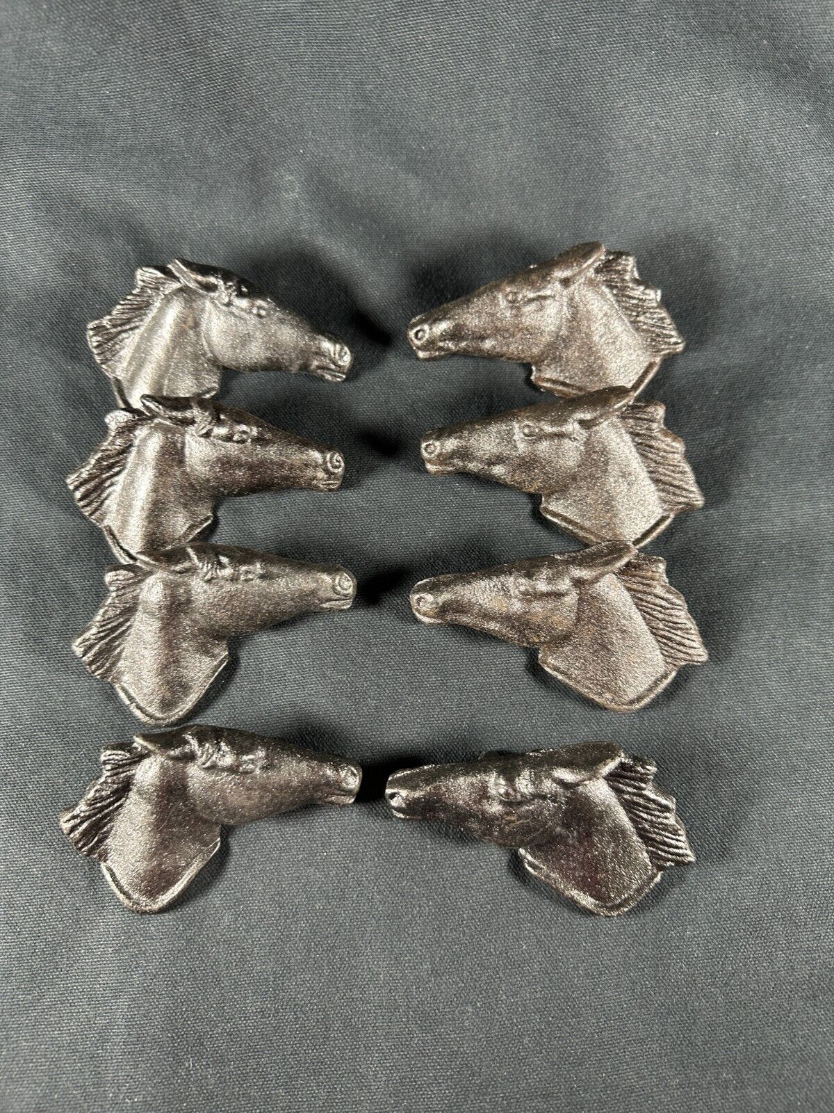 Set of 8 Horse Head Drawer Pulls Metal/Iron