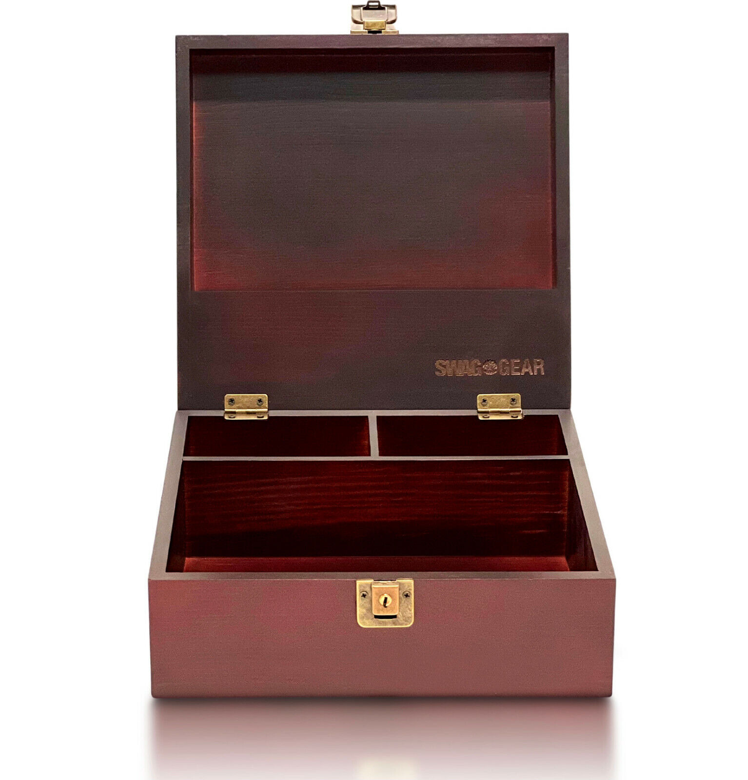 Locking Wood Keepsake Box - Wooden Jewelry Box with Compartment Boxes Gifts