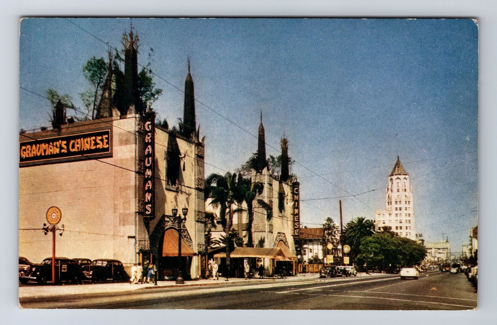 Hollywood CA-California, Grauman\'s Chinese Theatre, Antique Vintage Postcard