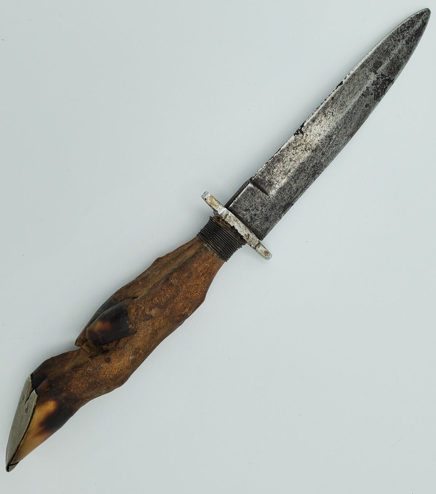 Vintage German Steel Deer Foot Hunting Knife blade leather custom old 10\