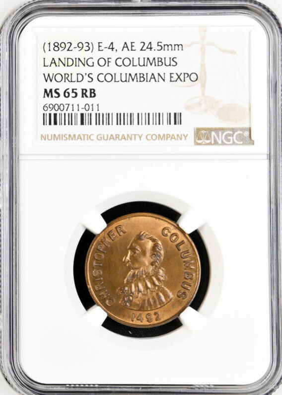 1892-1893 Columbus Medal - World's Columbian Expo - MS65 RB NGC - Token, 400th