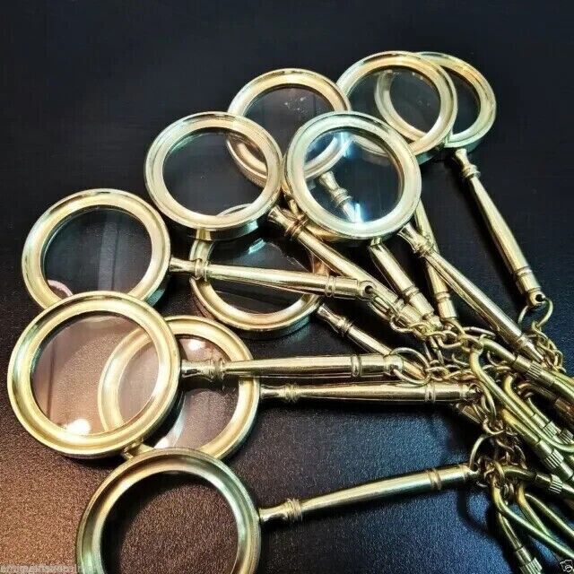 Lot of 50 Pc Brass Handle Magnifying Glass Key-chains Pendent Best Item For Gift