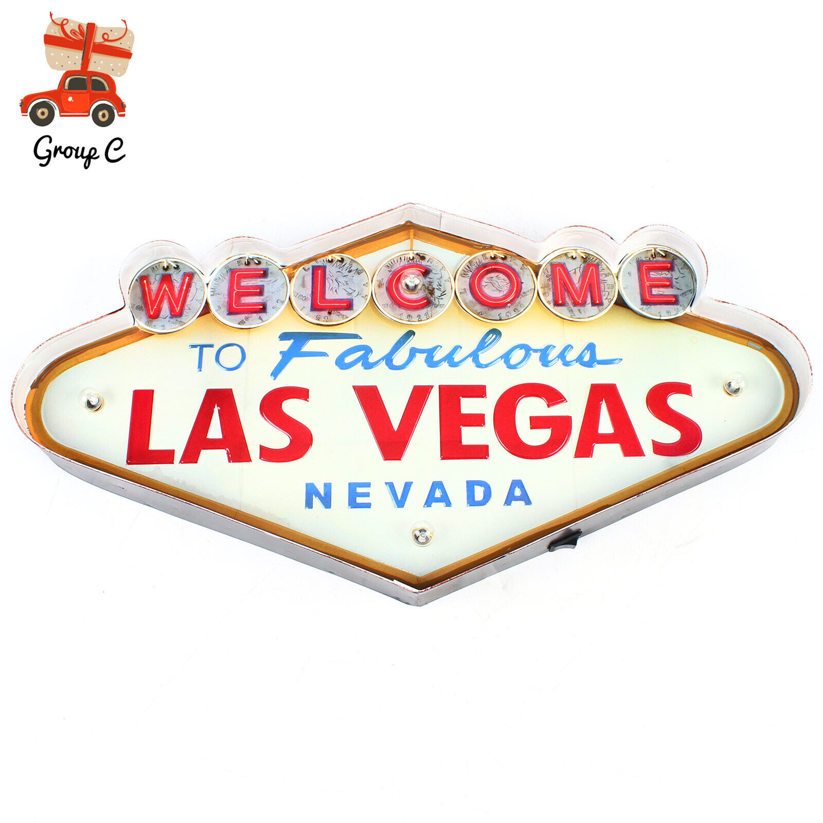 Vintage LED Light Metal Neon Signs Welcome to Las Vegas Pub Cafe Wall Decor