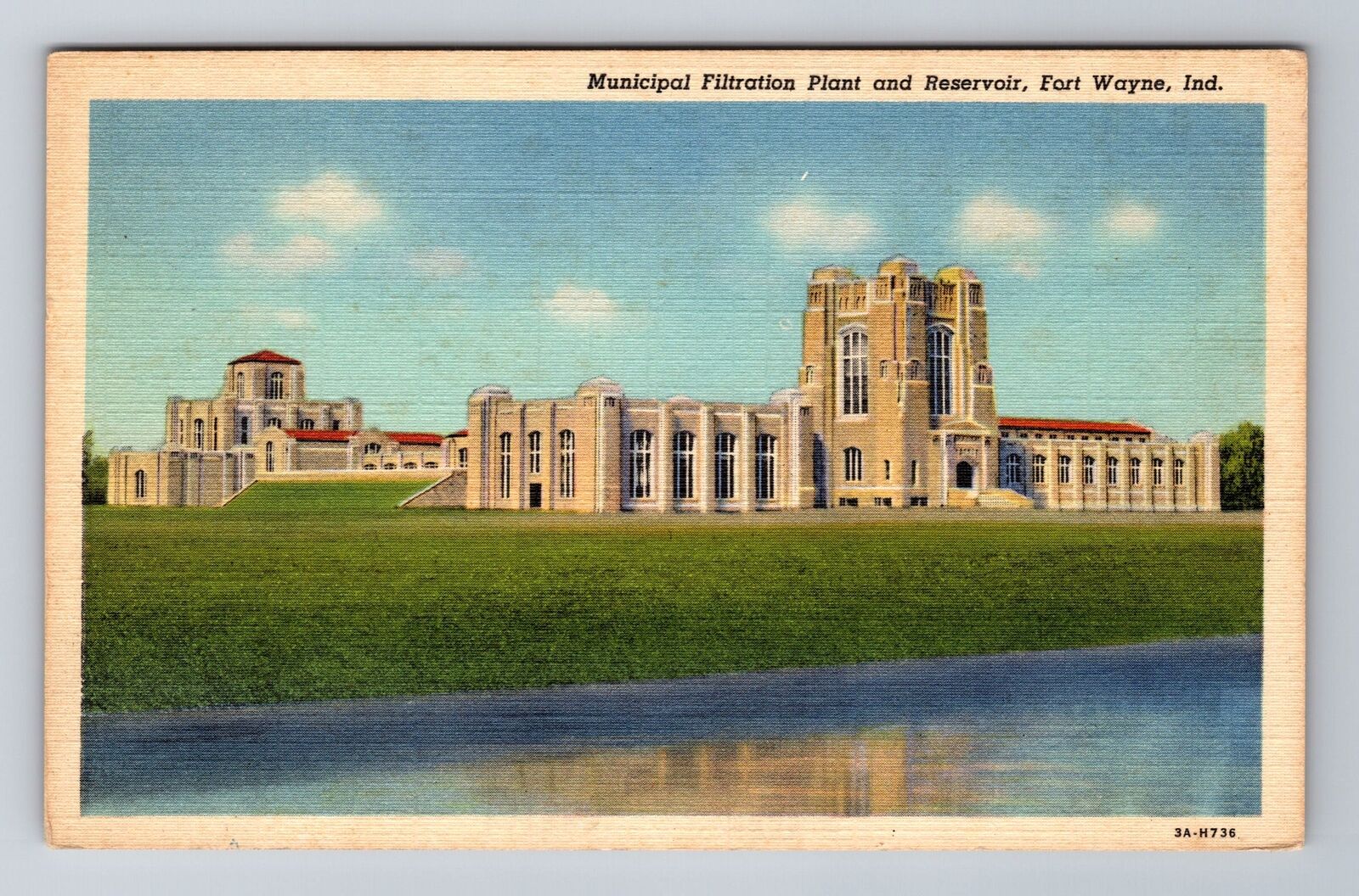 Fort Wayne IN- Indiana Municipal Filtration Plant And Reservoir Vintage Postcard