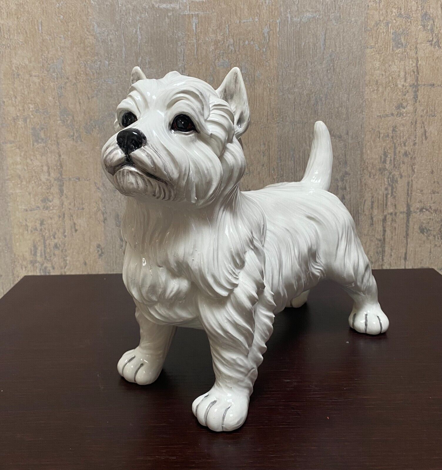 Italy Vintage Big Porcelain West Highland Westie White Terrier Figurine