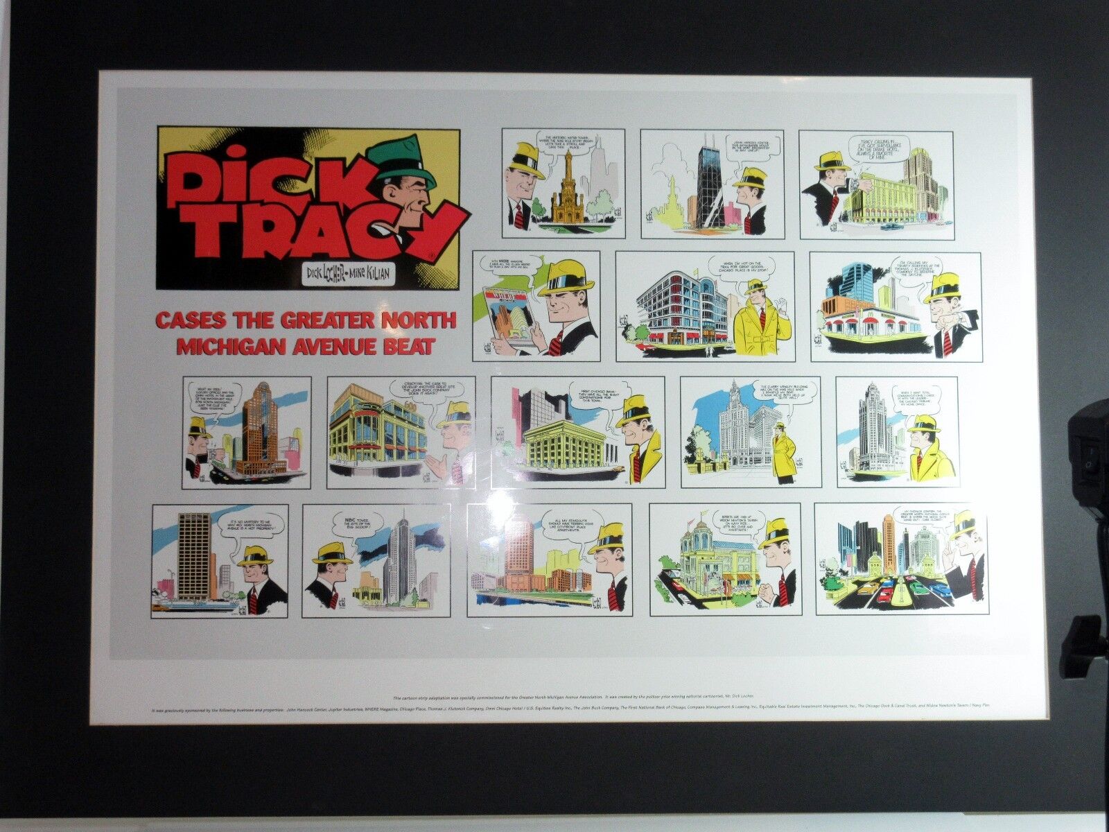 RARE Dick Tracy CASES THE GREATER NORTH MICHIGAN BEAT Chicago Poster 32 x 22