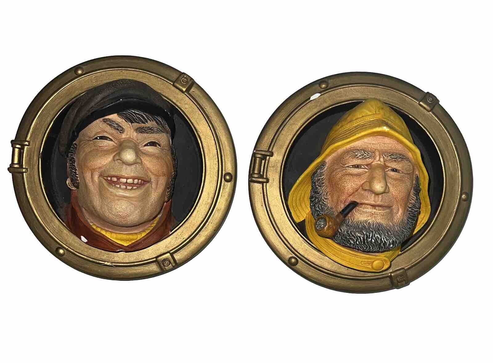 Bossons Chalkware Heads Lot Of 2 Old Salt Pierre Boatmen  Porthole Series ‘87