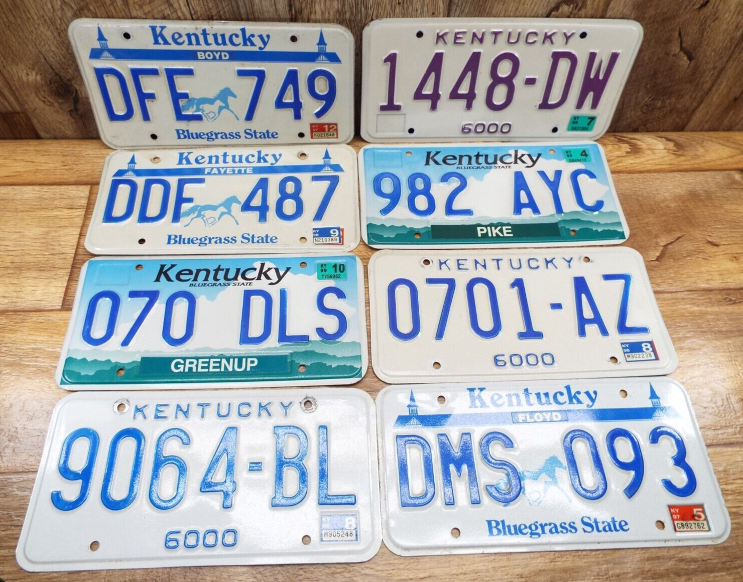 8-VINTAGE MIXED Kentucky License plates lot man cave