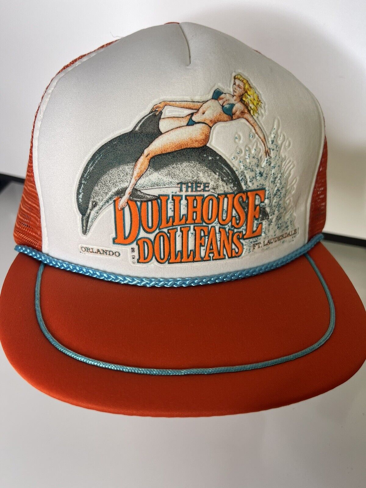 Vintage 1980s Thee Dollhouse Dollfans Strip Club Hat Ft Lauderdale Orlando FL