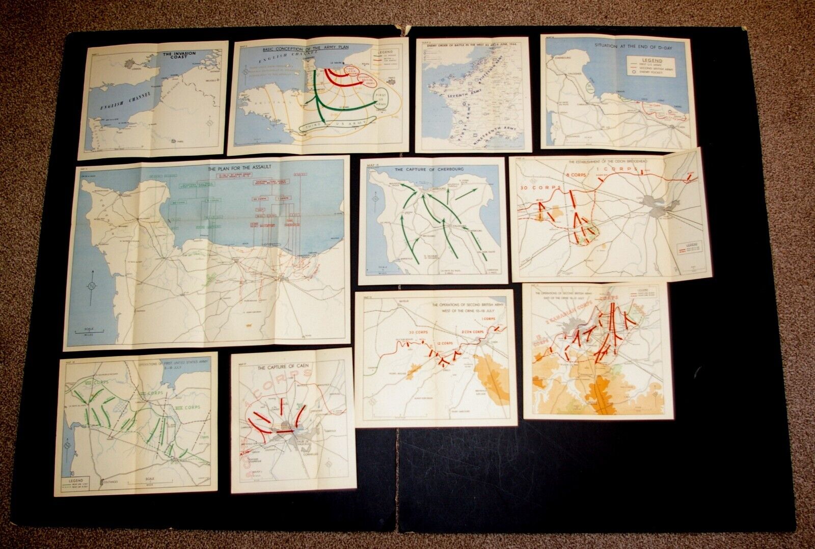 JOB LOT OF 32 MAPS D-DAY OPERATION OVERLORD WW2 6th June 1944