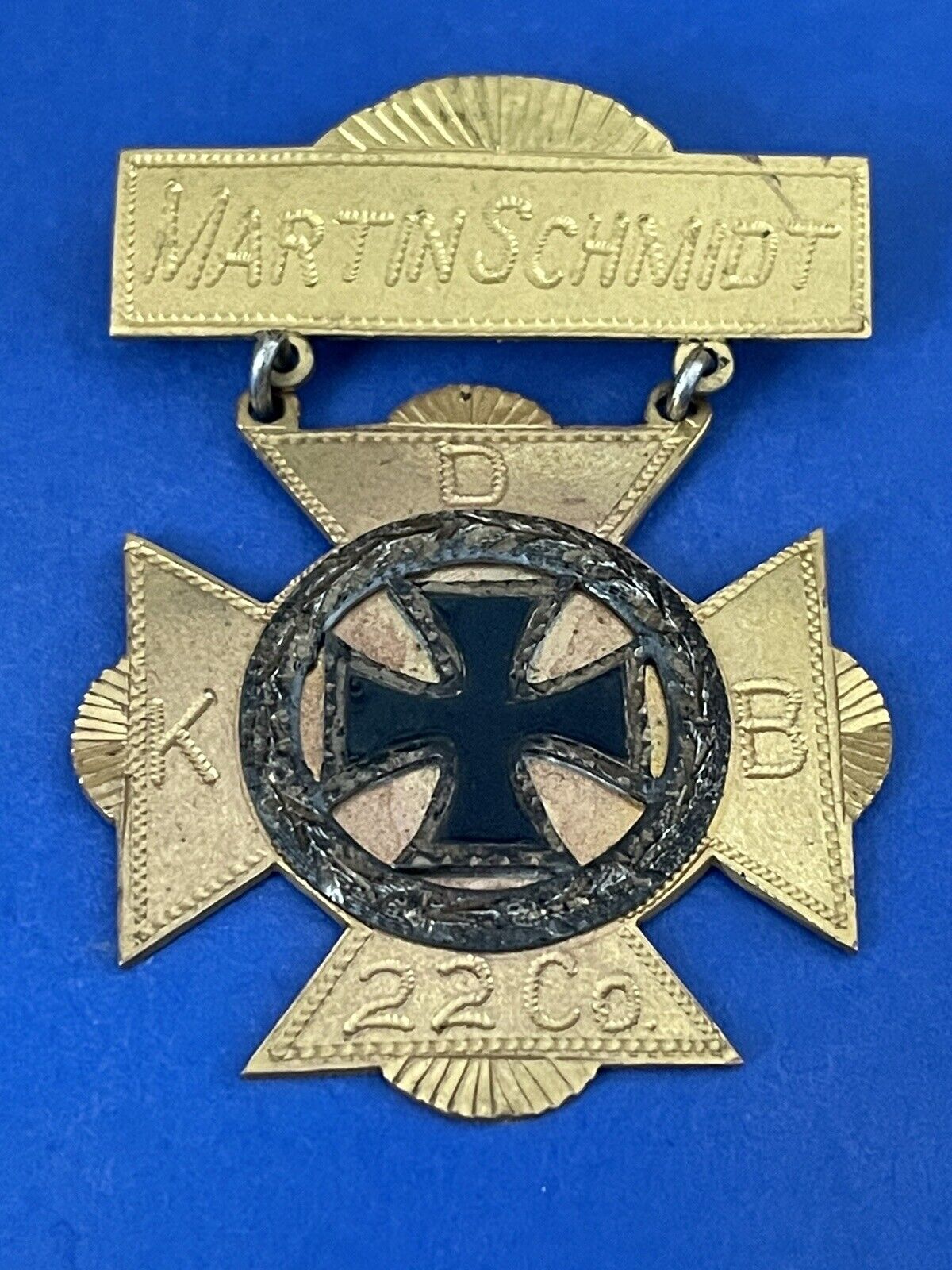 Beautiful 1800\'s Franco German War Veteran Service Maltese Cross Medal 22nd Co