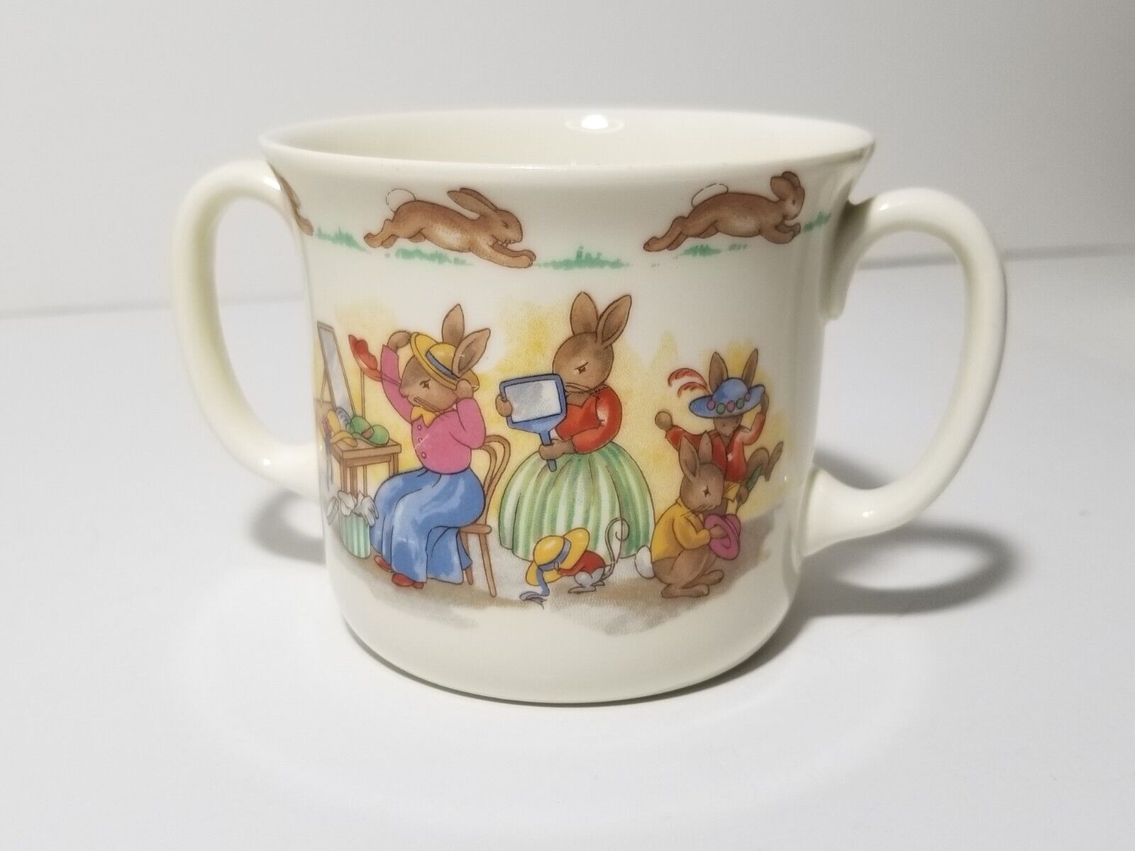 Royal Doulton Bunnykins Child’s Mug Dressing Up 2 Handled Cup  Rabbits 