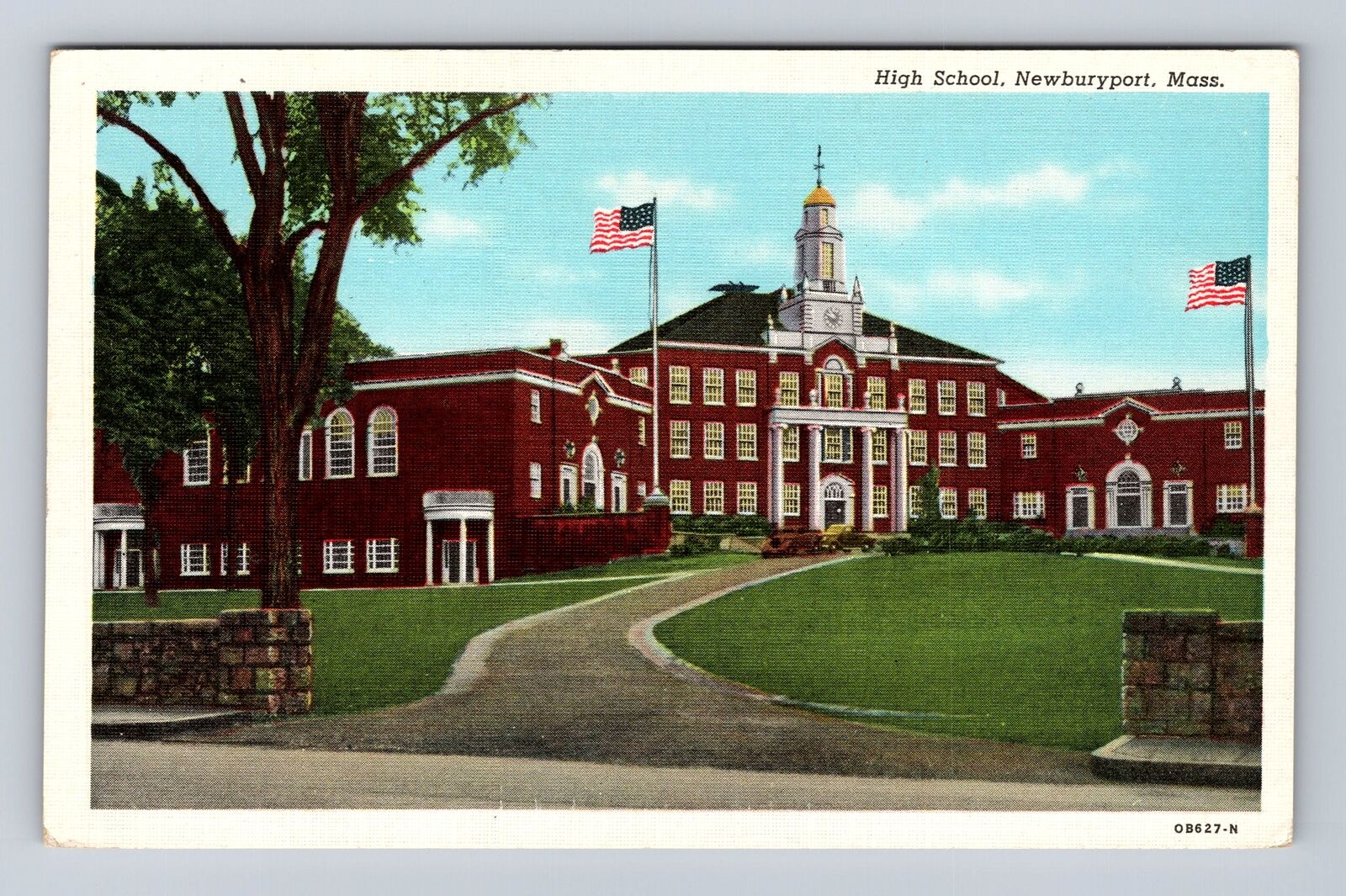 Newburyport MA-Massachusetts, High School, Antique Vintage Souvenir Postcard