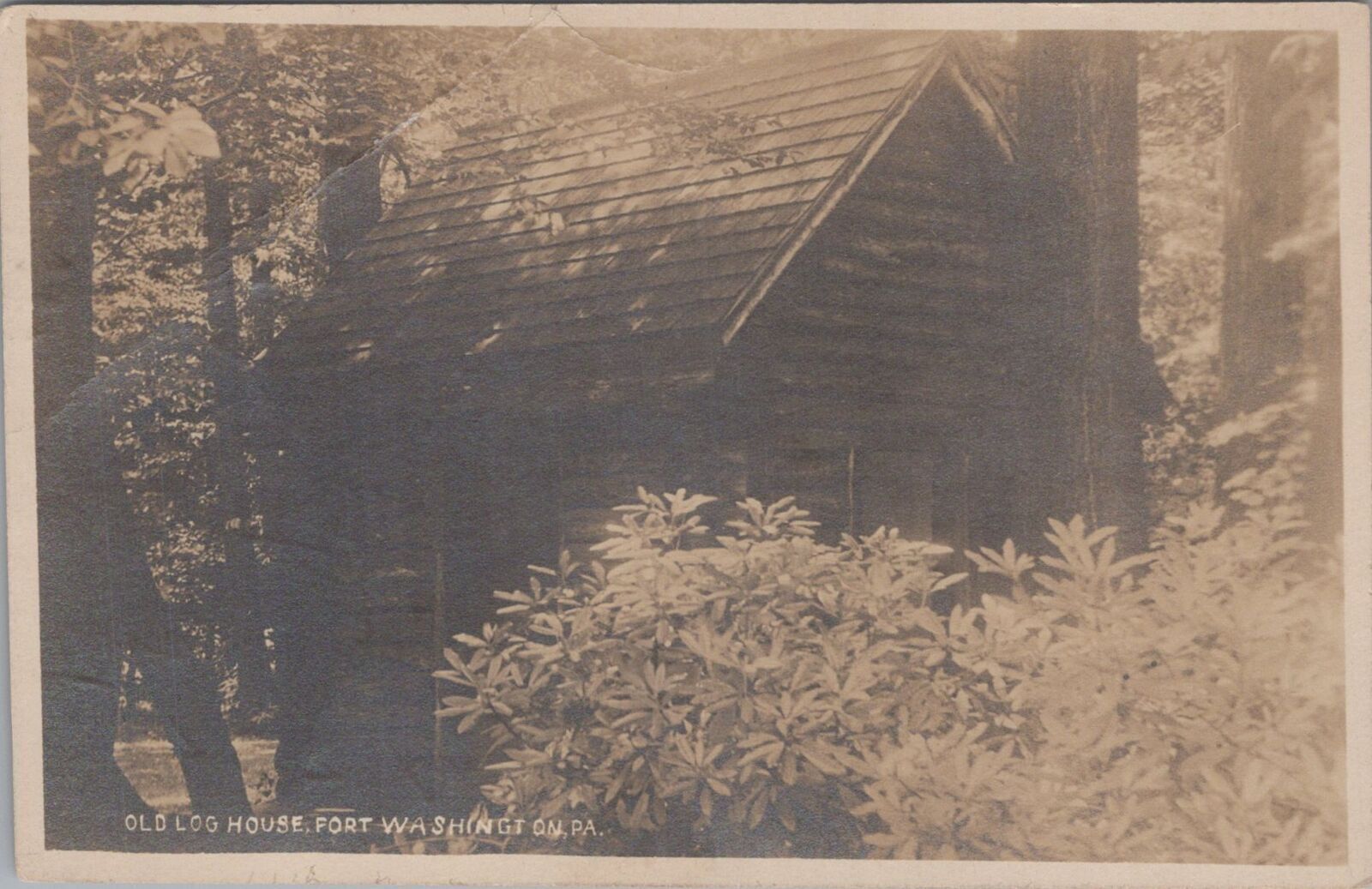 RPPC Postcard Old Log House Fort Washington PA 1917