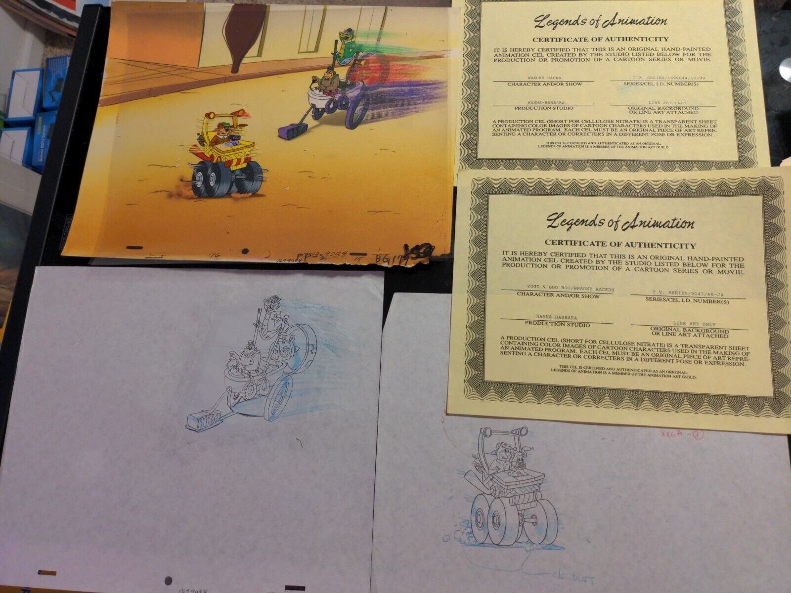 wacky races animation cel Hanna-Barbera cartoons Yogi Bear wally magilla  HT