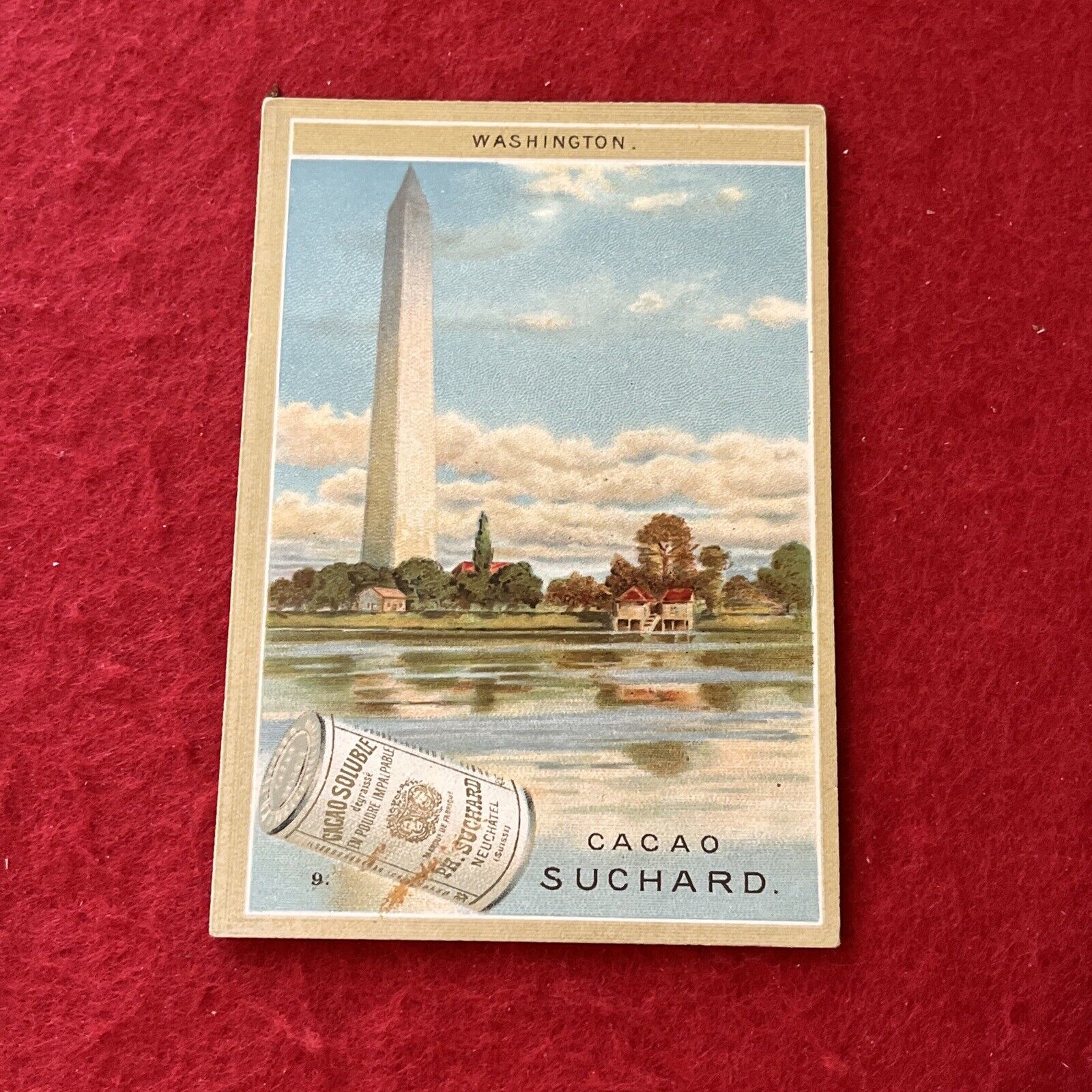 Late 1800s Early 1900s Era Fabrique De Chocolat WASHINGTON MONUMENT Advert Card