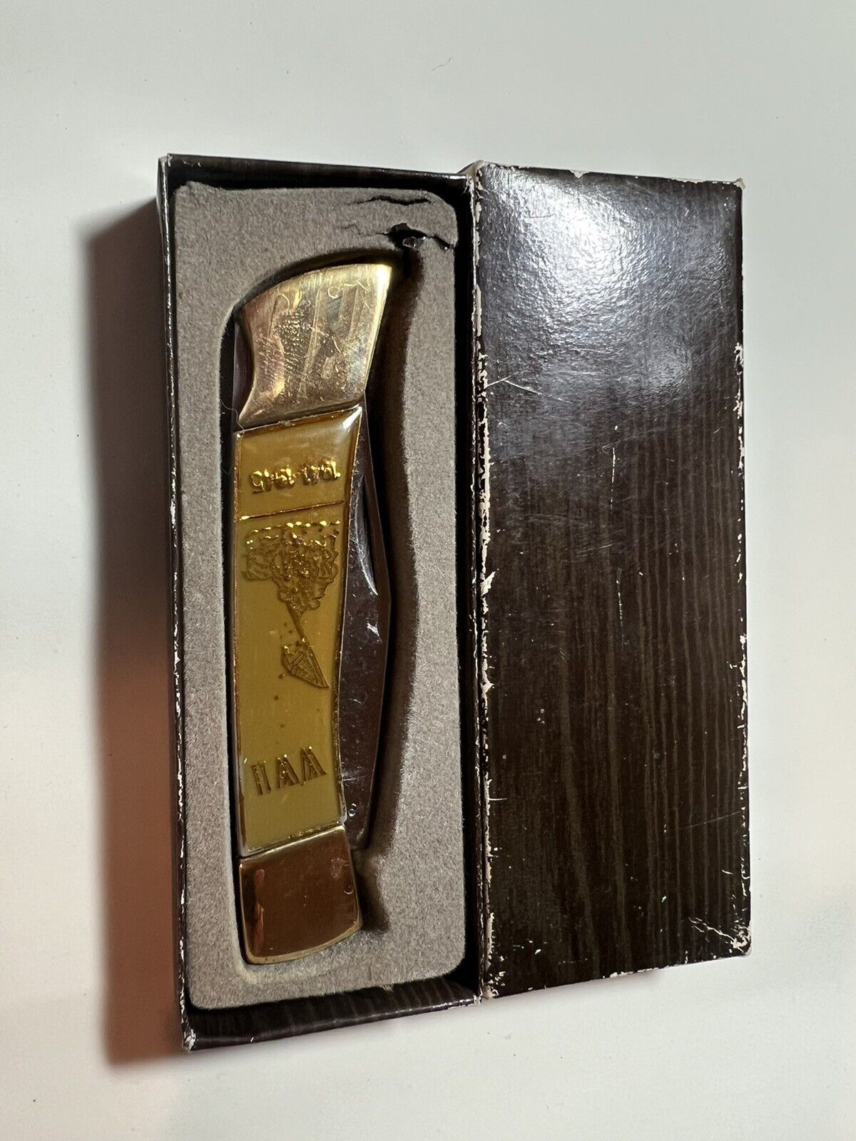 WWII WW2 1941-1945 USA Commemorative Pocket Knife. Military 24K Gold Electro