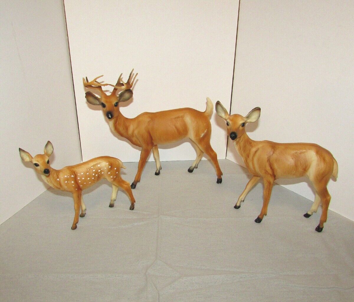 Vintage Breyer Deer Family Figure Set Stag/Buck Doe Fawn 1970s USA 3123 READ
