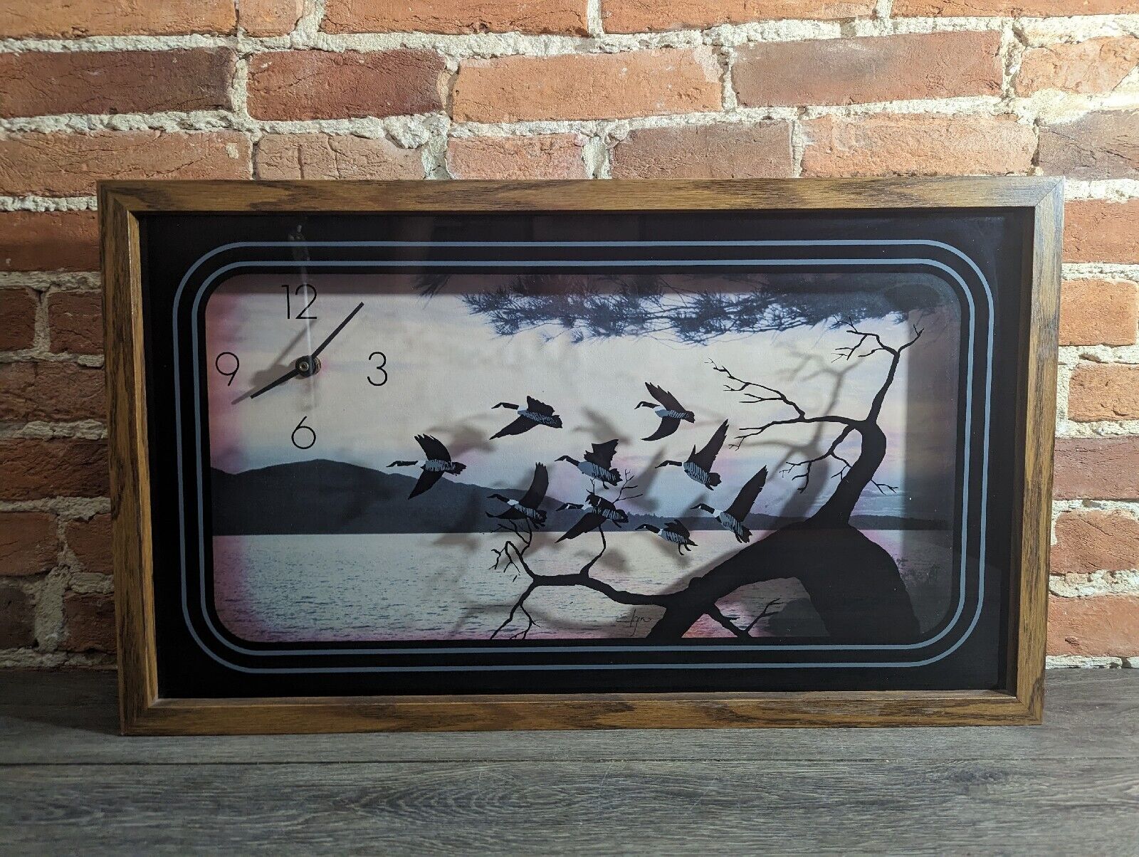 Vintage Elgin Welby Shadow Box Wall Clock with Geese 1976 Version 