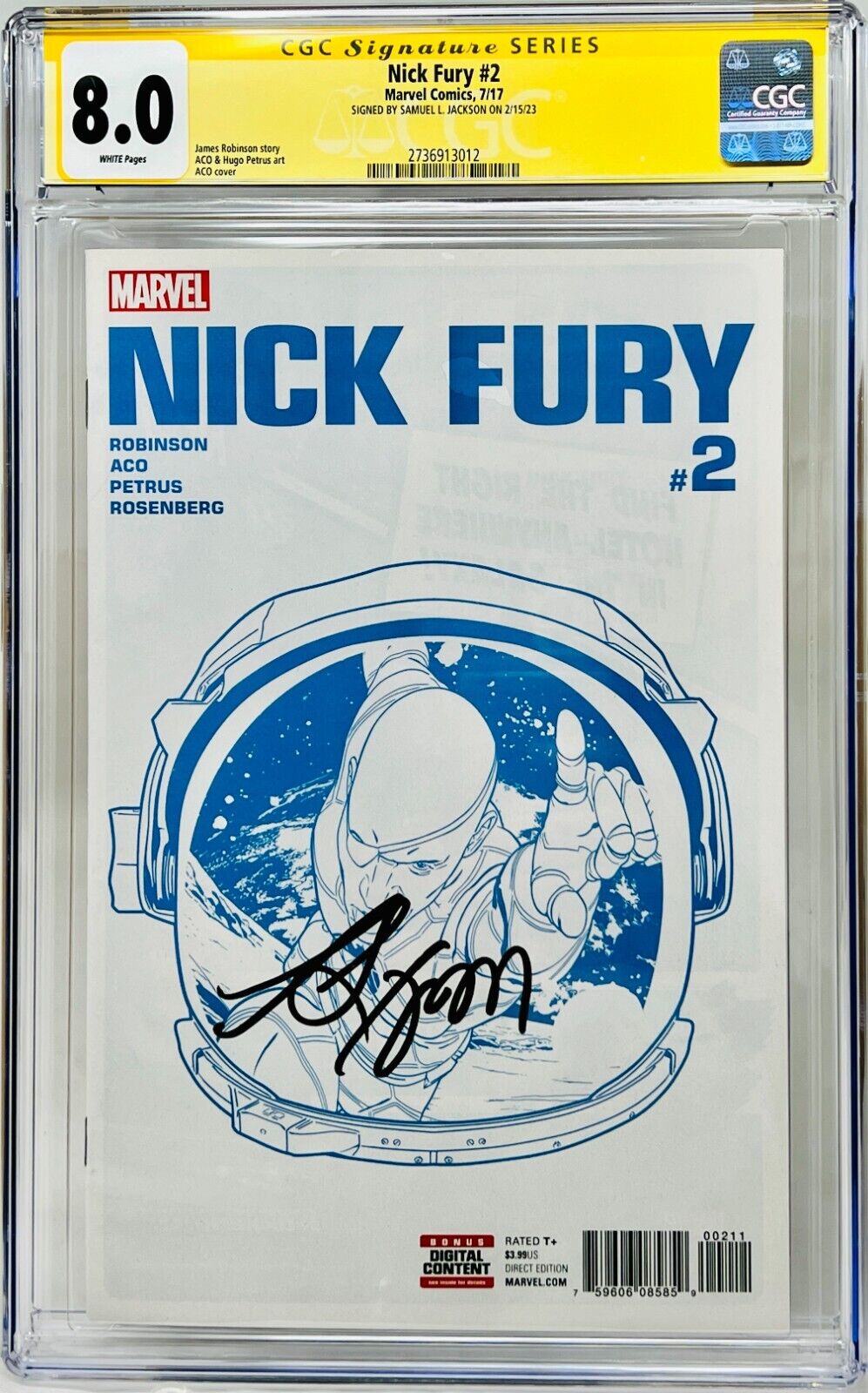 CGC Signature Series 8.0 Marvel Nick Fury #2 Signed by Samuel L. Jackson