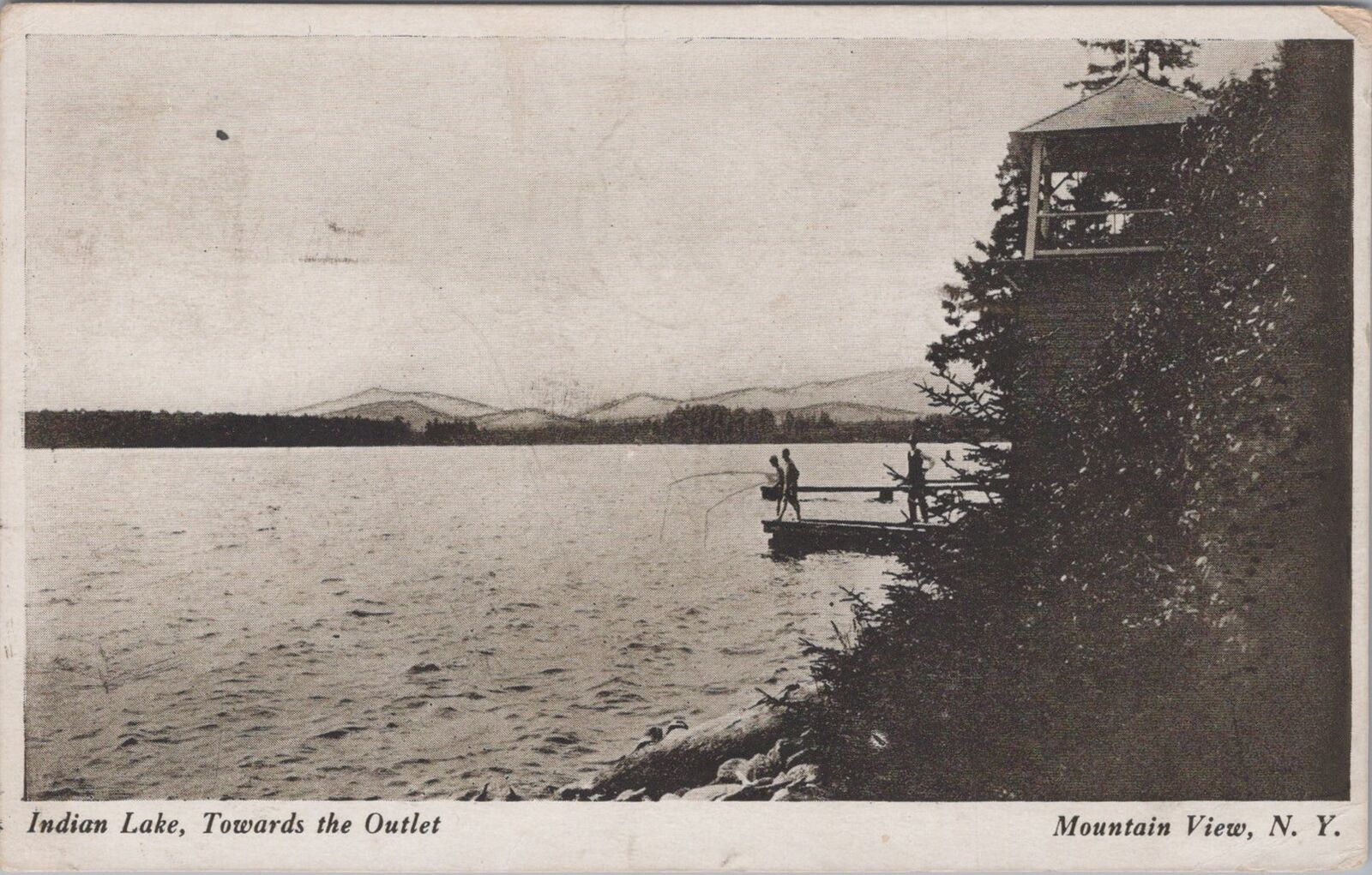 Indian Lake Towards the Outlet, Mountain View New York 1909 Postcard