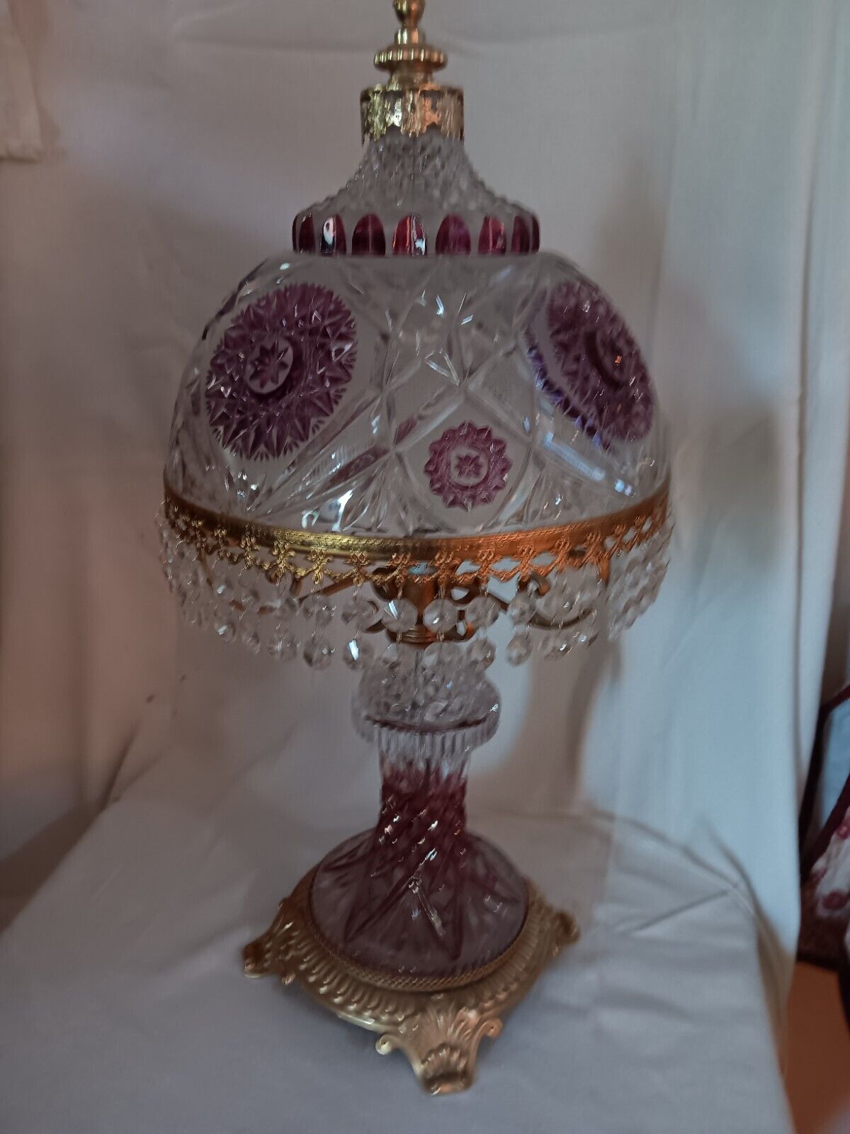 20th Century Bohemian Crystal Table Lamp