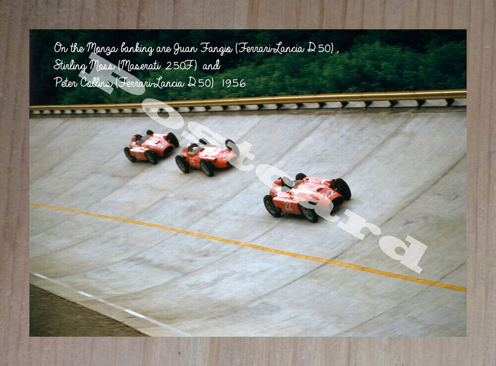 Historic  Fangio, Stirling Moss and Peter Collins at Monza 1956 Postcard
