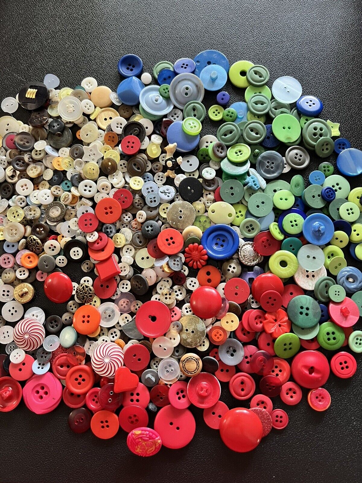 Assorted Lot Of Vintage Buttons Plethora Of Shapes, Sizes and Colors